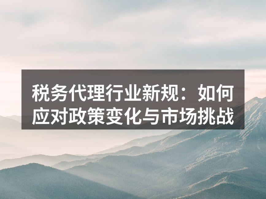 税务代理行业新规：如何应对政策变化与市场挑战